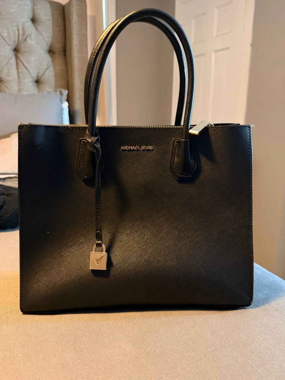 Michael Kors Black Saffiano Tote with Gold Accent - Picture 1 of 1